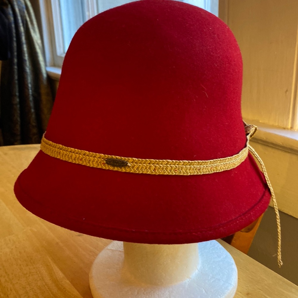 Scala Bucket Style Hat Red Wool Made In Usa - image 1